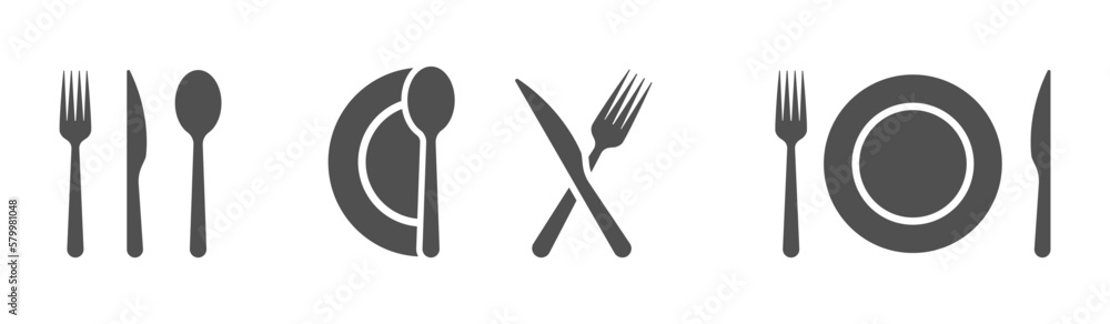 Fork, knife, spoon and icons. Tableware set Fork, knife, spoon and icons. Tableware set