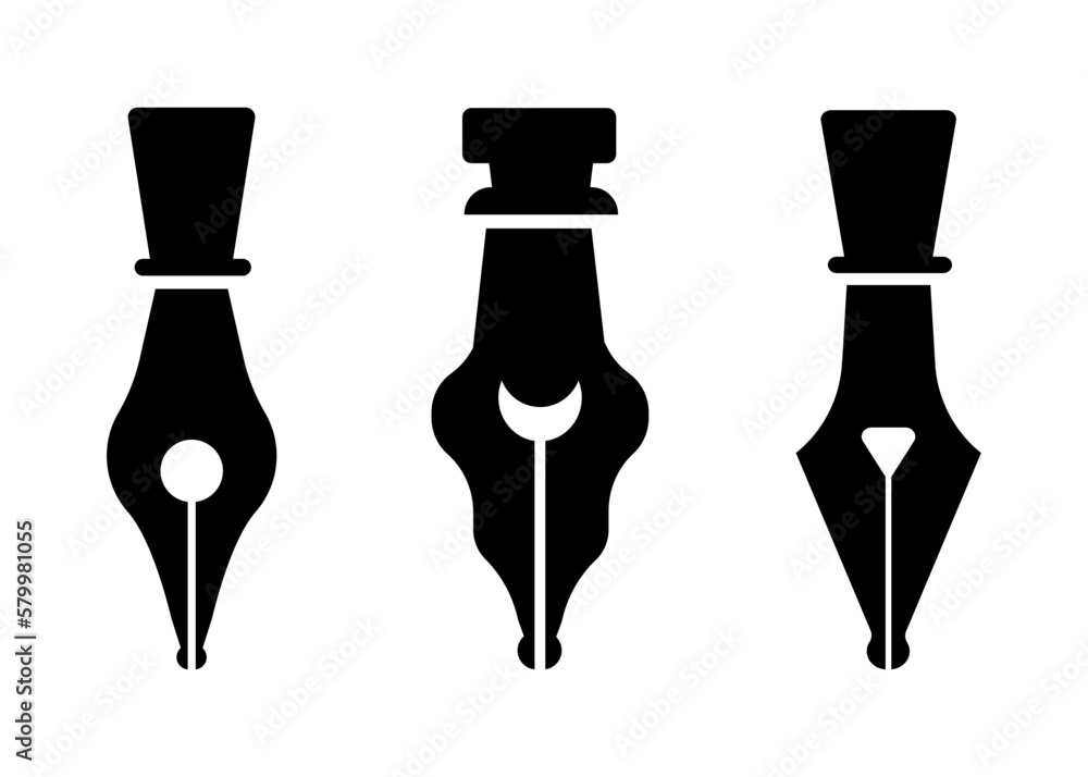 Fountain pen vector icons collection Fountain pen vector icons collection