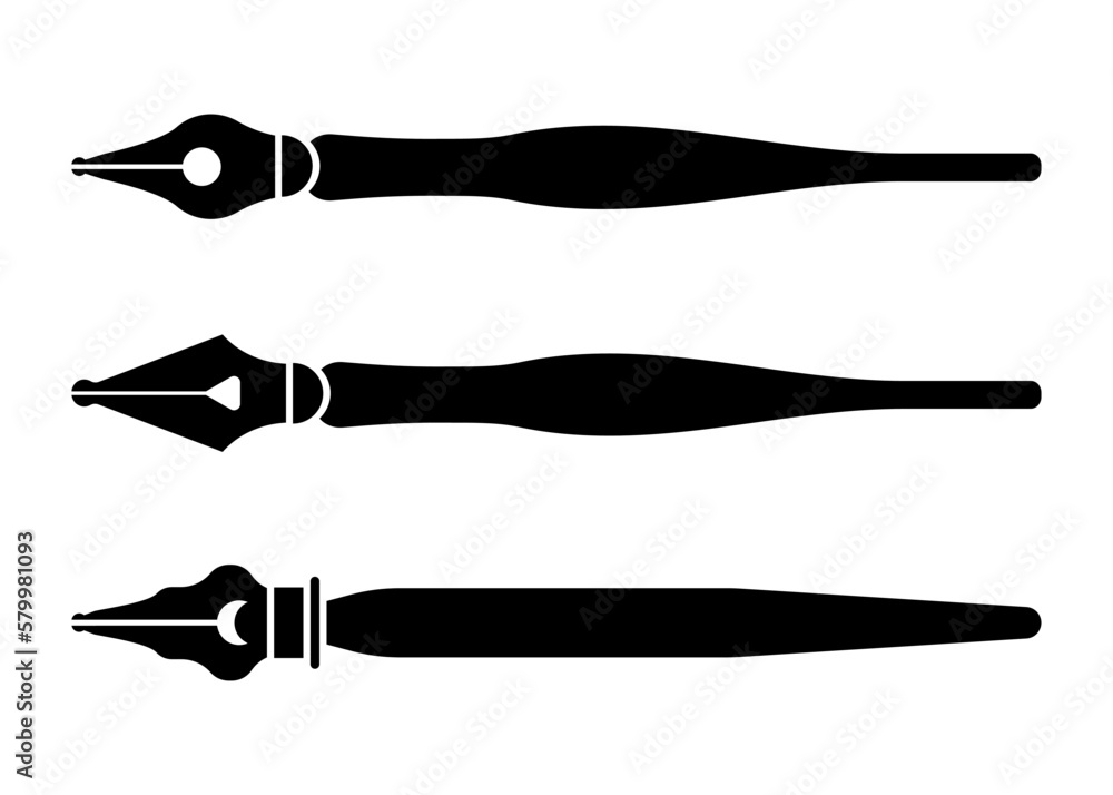 Fountain pen vector icons set Fountain pen vector icons set