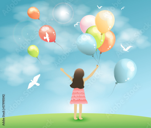 happy child with balloons