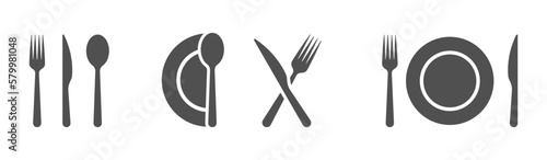 Fork, knife, spoon and icons. Tableware set