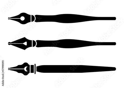 Fountain pen vector icons set
