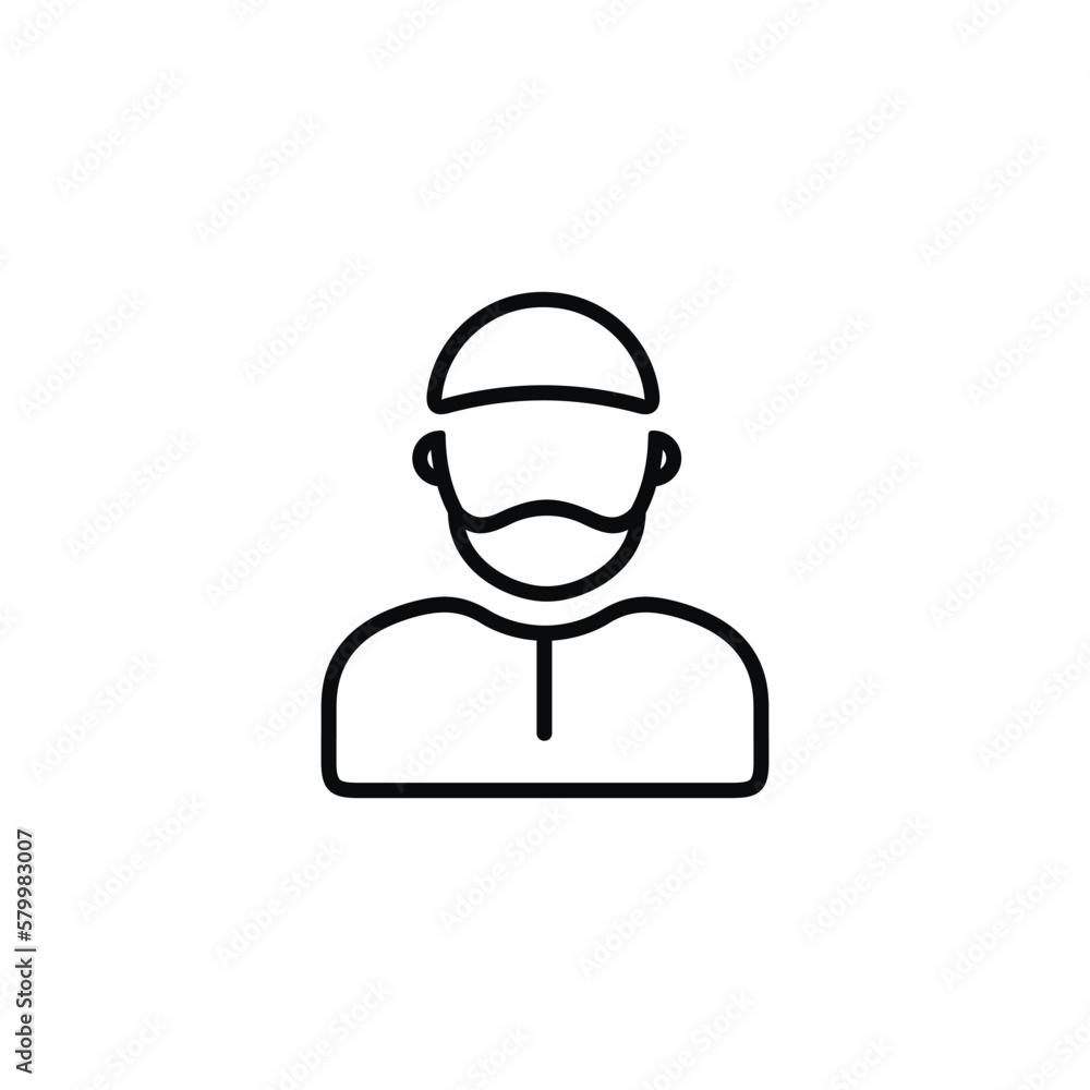 Muslim man avatar line icon isolated on white background Muslim man avatar line icon isolated on white background