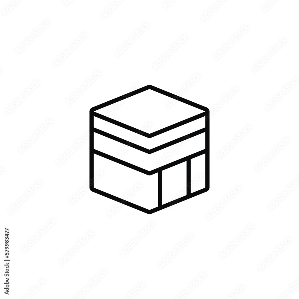 Kaaba line icon isolated on white background Kaaba line icon isolated on white background