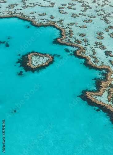 Aerial view of Heart Reef in the Great Barrier Reef © Mel Campbell