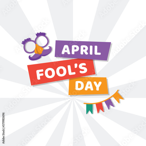 april fools day card with happy face emojis over white background. flat vector background illustration 