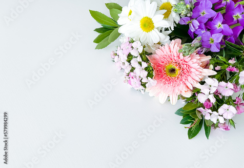 dianthus, gerbera, chamomile, laur. floral a frame