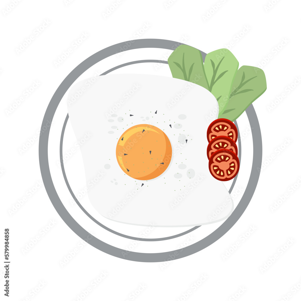 Fried Egg Yolk Fry Serving Food Lettuce Tomato on a Plate
Fried Egg Yolk Fry Serving Food Lettuce Tomato on a Plate