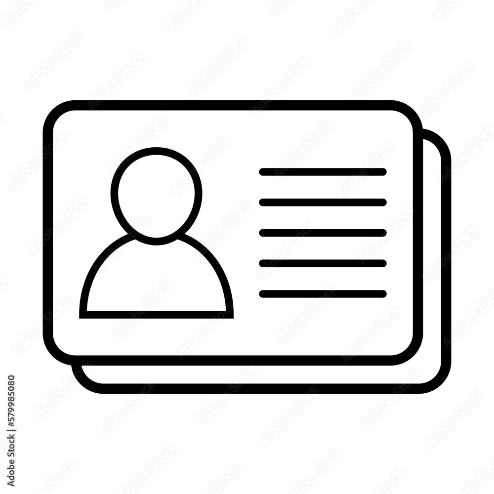 Id card icon. Id card badge icon. Identification card, driver's license icon. Vector illustration. Id card icon. Id card badge icon. Identification card, driver's license icon. Vector illustration.