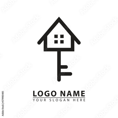 home and key vector logo icon.