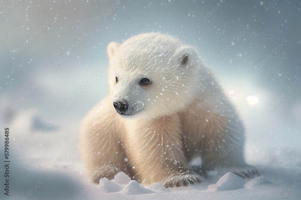 polar bear in the snow. winter. generative ai polar bear in the snow. winter. generative ai