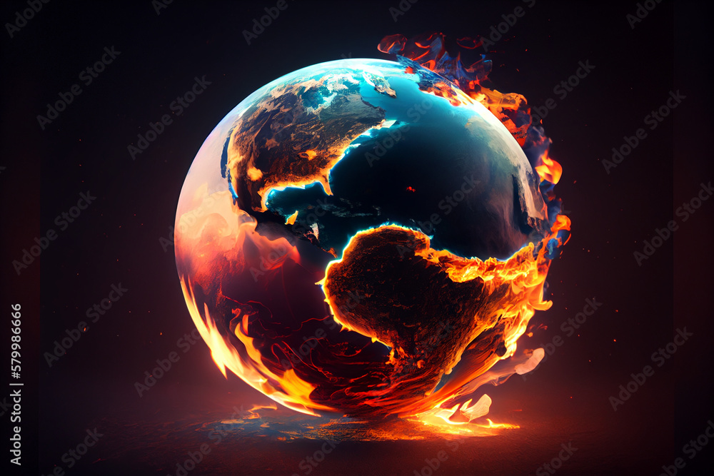 earth in fire. global warming. generative ai earth in fire. global warming. generative ai