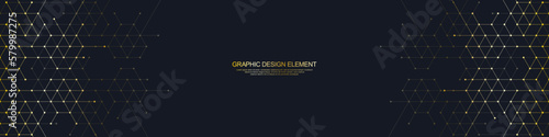 The graphic design elements with isometric shape golden blocks. Vector illustration of abstract geometric background for a banner template or header design