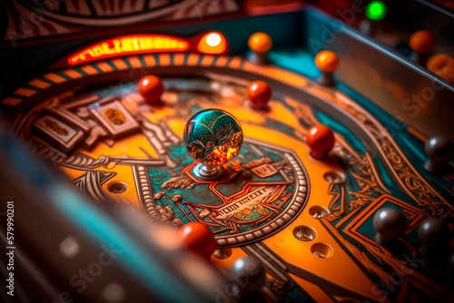 generative ai illustration of pinball machine, table