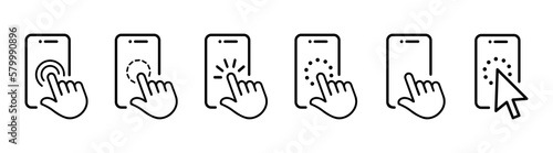 Hand touch screen smartphone vector