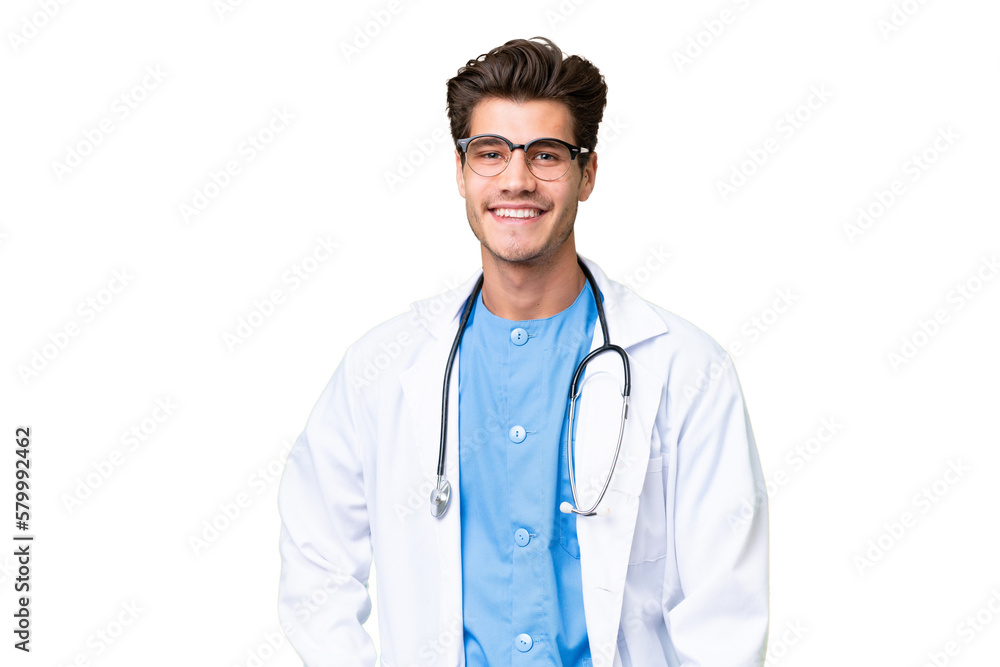 Young doctor man over isolated background laughing Young doctor man over isolated background laughing
