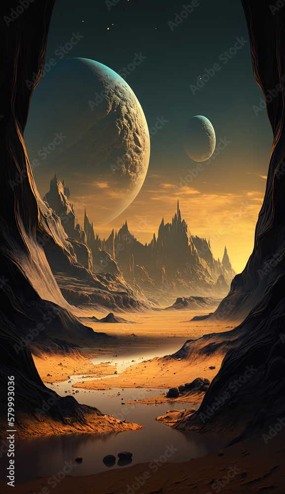 Alien Planet landscape. Generative Ai