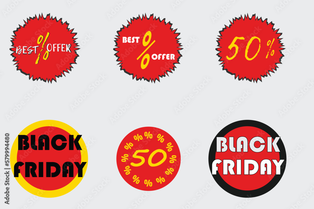 Vector set of red sale labels for black friday Vector set of red sale labels for black friday