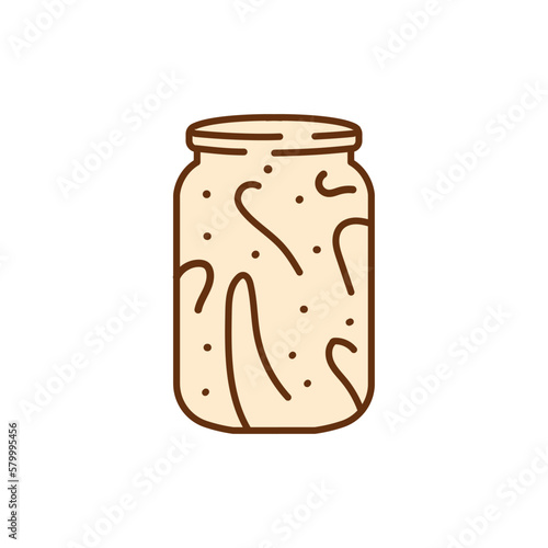 Pickled lecho sauce in a jar color line icon.