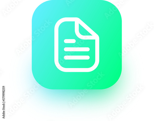 Document icon in square gradient colors. Folded written paper signs illustration.