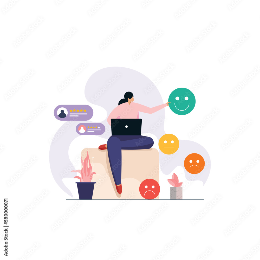 Customer review rating and opinion, feedback or survey based on experience quality from product and service Customer review rating and opinion, feedback or survey based on experience quality from product and service