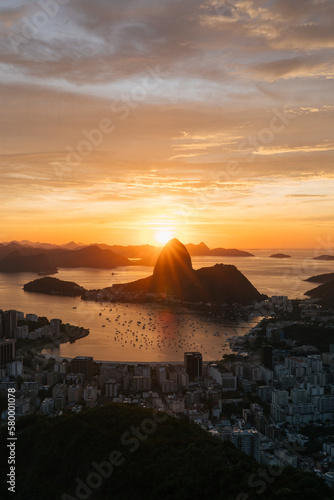 Famous Sugarloaf Mountain of Rio de Janeiro during sunrise
