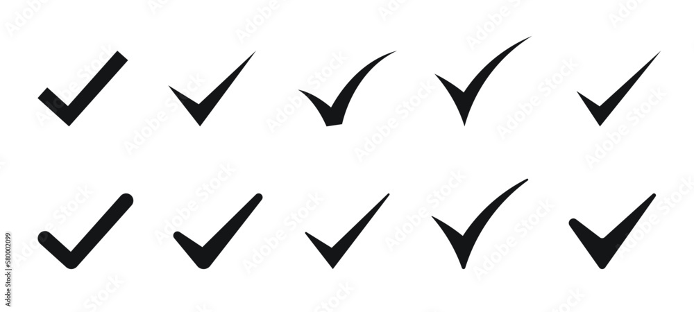 Flat checkmarks set, check icon, tick symbol Flat checkmarks set, check icon, tick symbol