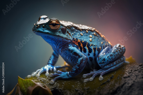 Light blue frog. Isolated on blurred background. Stunning birds and animals in nature travel or wildlife photography made with Generative AI
