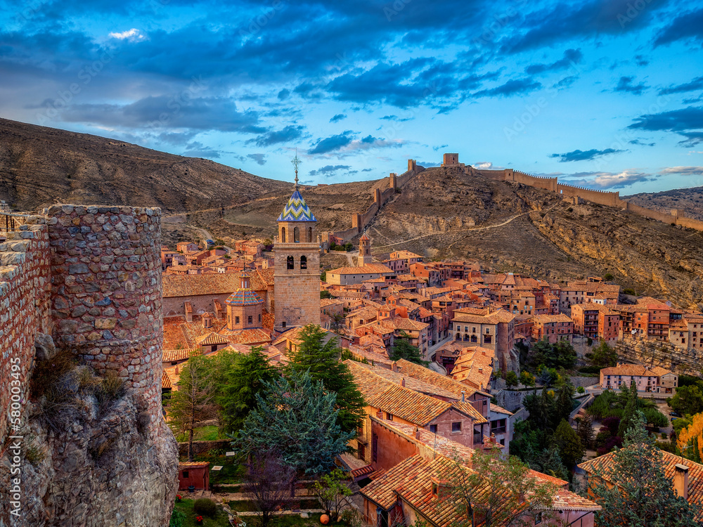 Views of Albarracin with its cathedral, Teruel, Spain.
