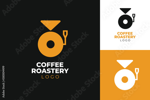 Logo Combination Monogram of Coffee Roastery Machine with Letter O for coffeeshop company and roasting coffee corporate business