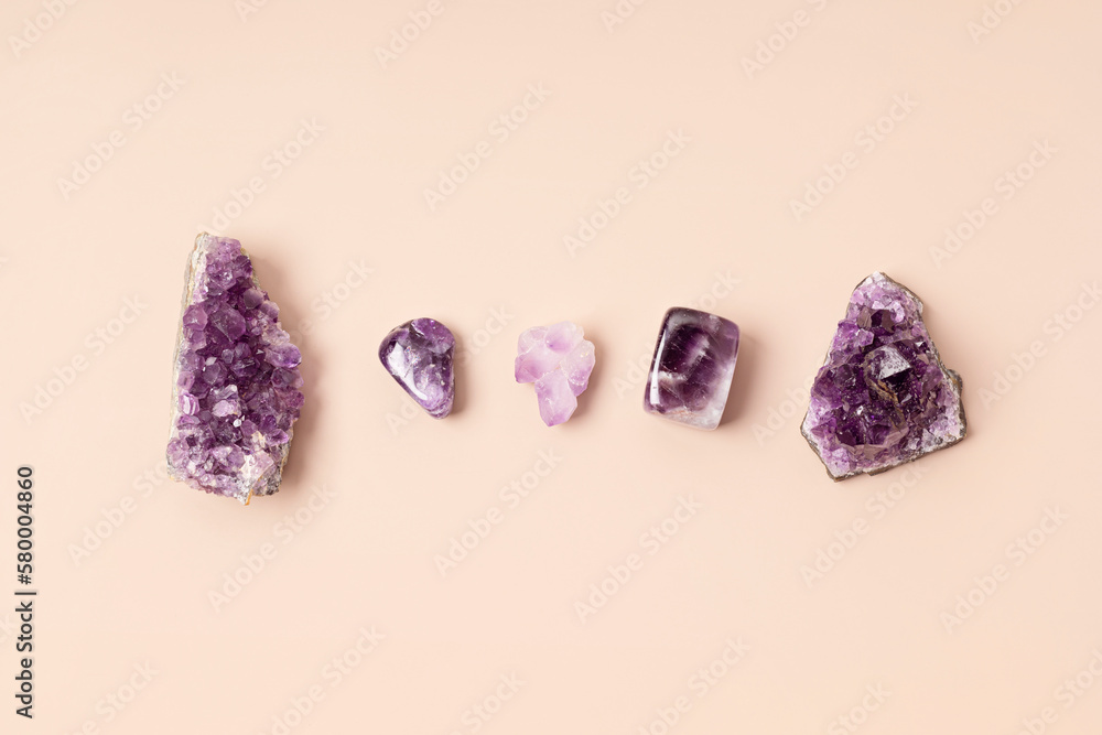 Healing reiki chakra crystals therapy. Alternative rituals with amethyst for wellbeing, meditation, relaxation, mental health, spiritual practices. Energetical power concept Healing reiki chakra crystals therapy. Alternative rituals with amethyst for wellbeing, meditation, relaxation, mental health, spiritual practices. Energetical power concept
