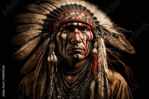 Portrait of Native American Indian Apache  photo