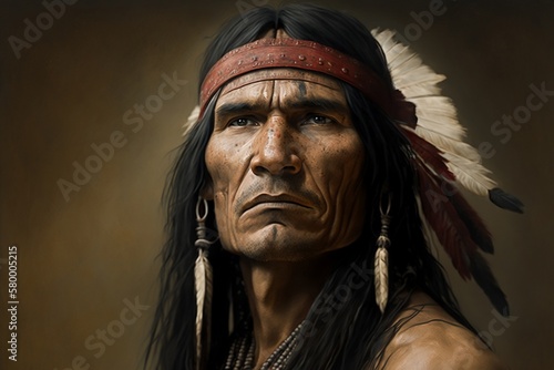 Obraz w ramie Native American Indian Apache portrait