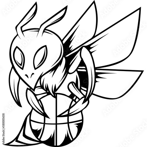 bee animal character mascot sport team badge