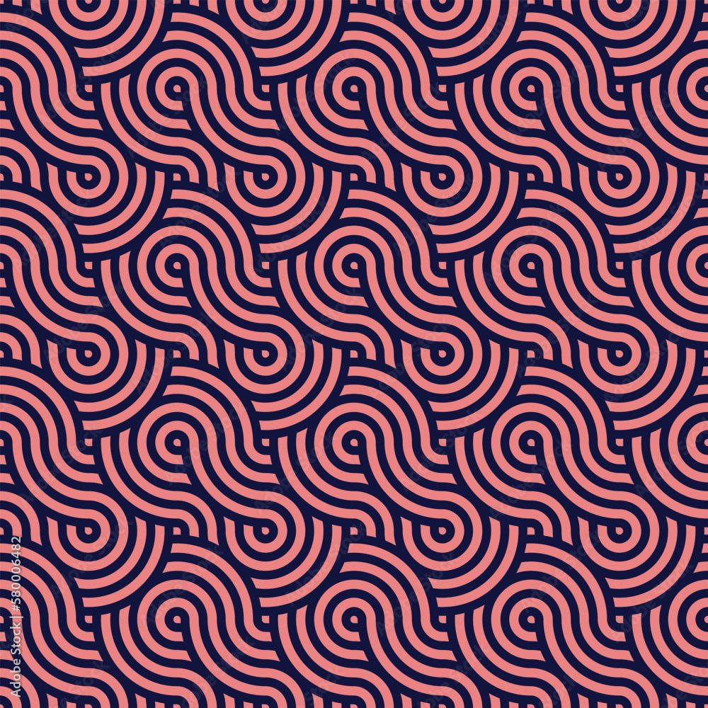 Obraz premium Vector design seamless pattern of infinity sign for labels and frames for packaging luxury goods in a trendy linear style a simple and bright red lines on a purple background