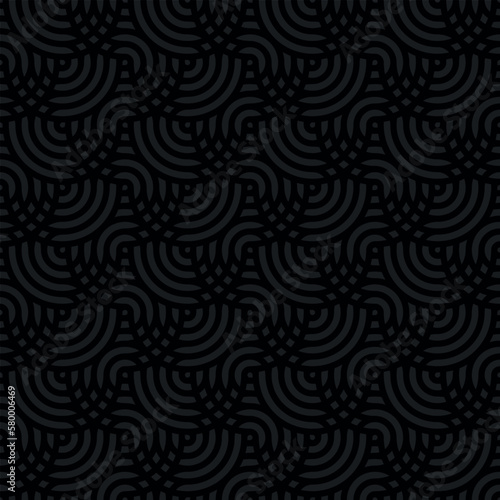 Seamless geometric pattern with stripes. Modern vector background with repeating lines. Dark pattern. Luxury monochrome backdrop texture for wrapping paper, branding, business corporate style.