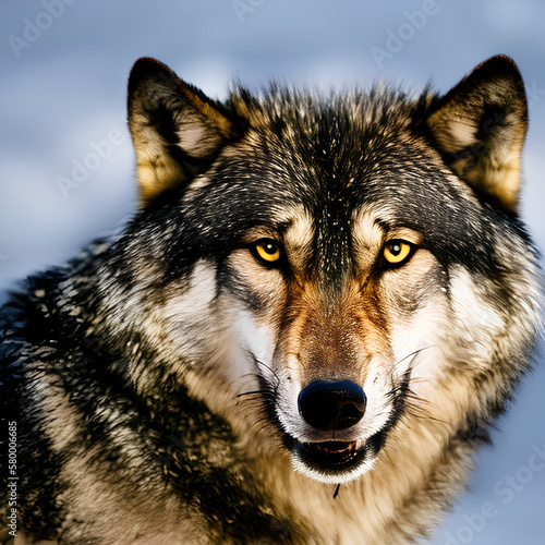 portrait closeup siberian wolf 