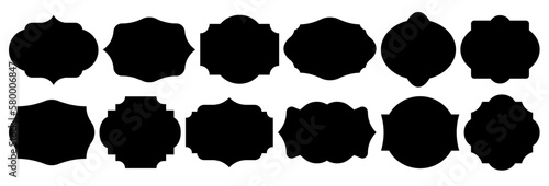 Set of vintage label and badges shape collections. Vector illustration. Black template for patch, insignias, overlay.