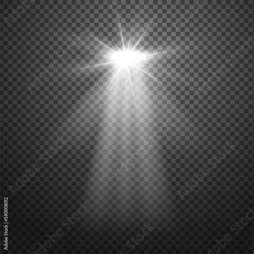 Transparent glow light effect. Star burst with sparkles.