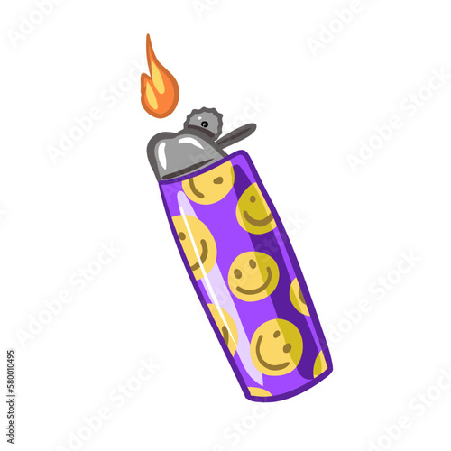 lighter for smoking. lighter with cannabis. smoke weed vector