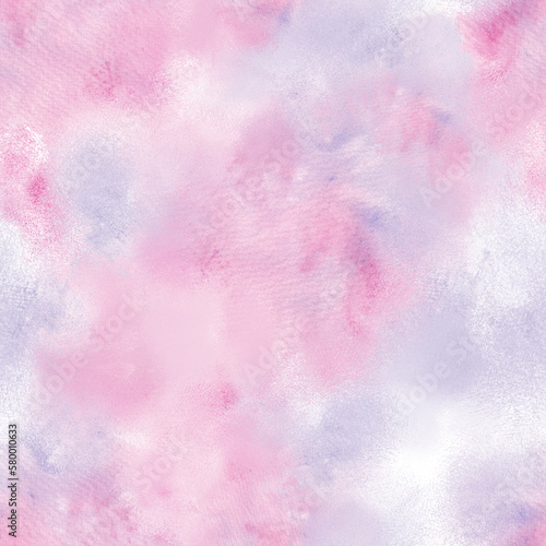 Abstract watercolor spots of pink and lilac colors  seamless pattern.