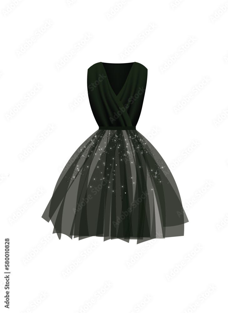 Fototapeta premium Black dress silk. vector illustration