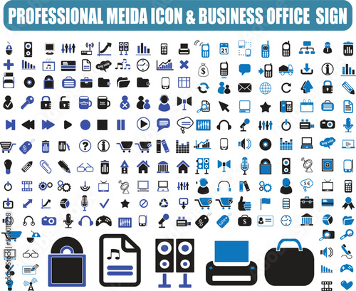 social media icons set | Set Vector Flat Line Icons Office and Business | premium Media service with additional professional media signs 200 icon pack