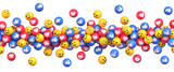 Many flying blue red and yellow balls with social media icons flying over transparent background. Get More Likes. PNG file