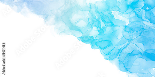 春夏用のアルコールインクアートのカラフルな抽象フレーム）斜めのシアングラデーションのマーブル模様の波