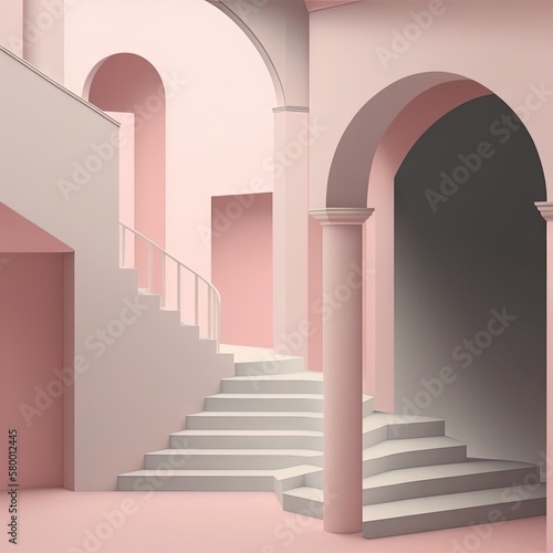 Abstract architectural concept  interior and exterior design. Pastels  colorful. Background or wallpaper. Generative AI