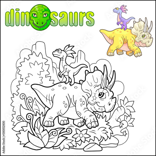 cute prehistoric dinosaurs coloring page