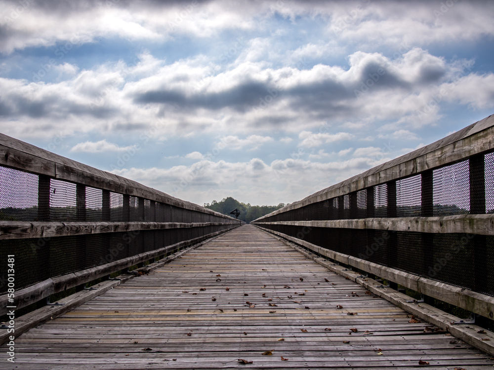 Walk path at High Bridge with Clouds and Leading Lines, Virgina, USA