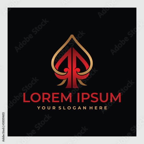 Luxury spade line logo icon design template flat vector