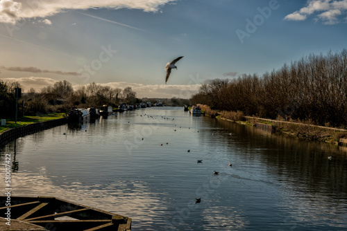 Canvas Print View of the Gloucester - Sharpness Ship Canal viewed from Patch Bridge, near Sli